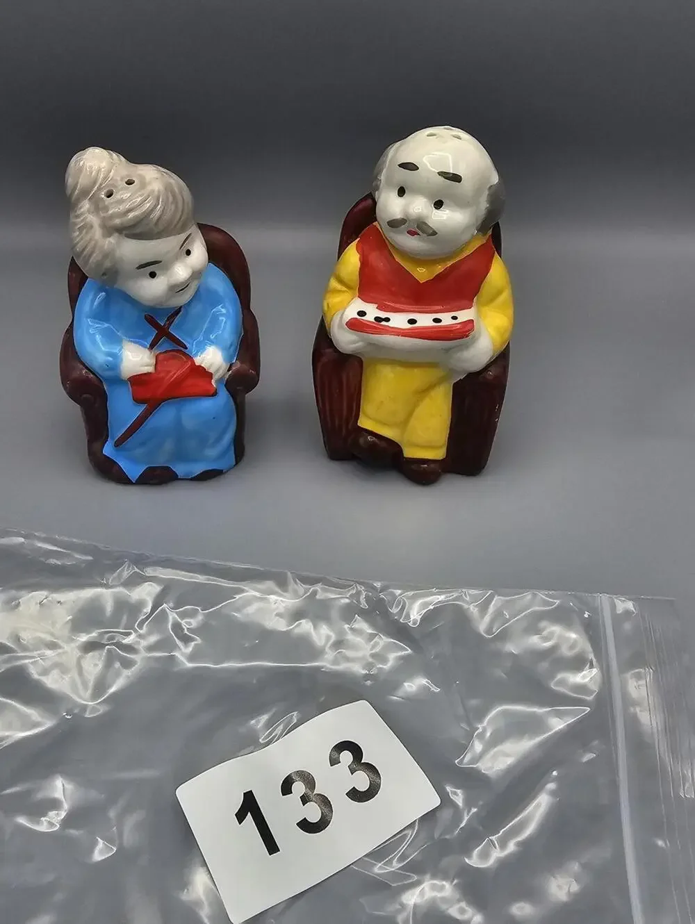 Ceramic Elderly Couple Salt and Pepper Shaker Set